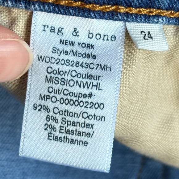 Rag & Bone Dre Low-Rise Slim Boyfriend Jean Mission with Holes Color Size 24 - Picture 7 of 12